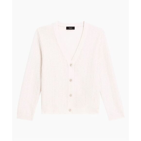 Stripe Linen Jacquard Cropped Cardigan - Picture 3 of 4